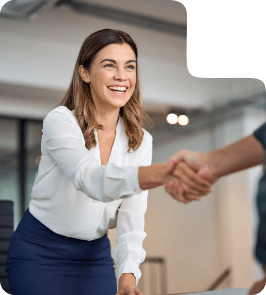 woman shaking hands with a coworker