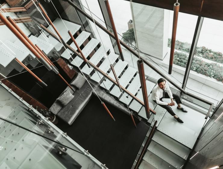 man on a stairwell